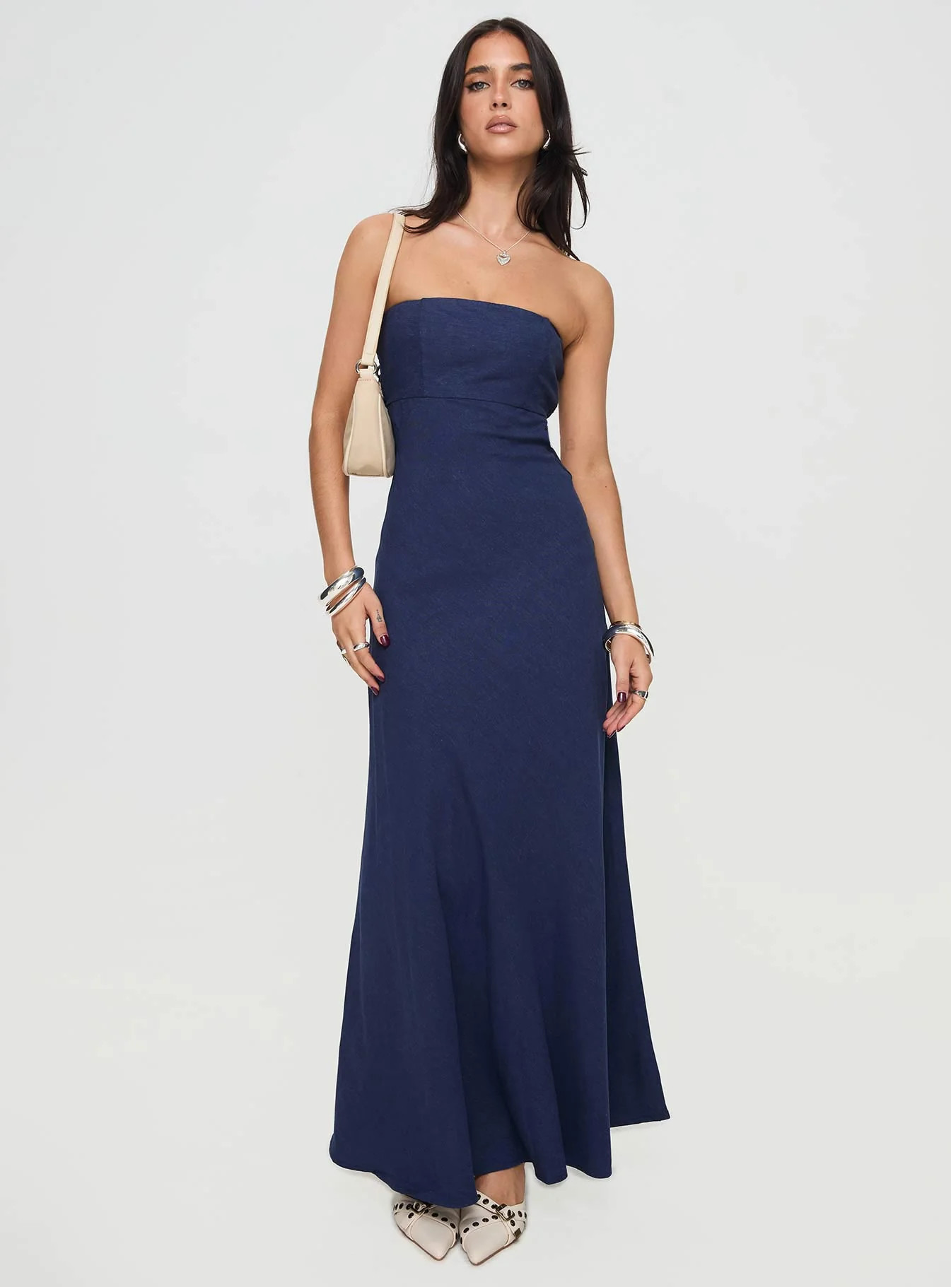 Yahir Strapless Maxi Dress Navy | Princess Polly US
