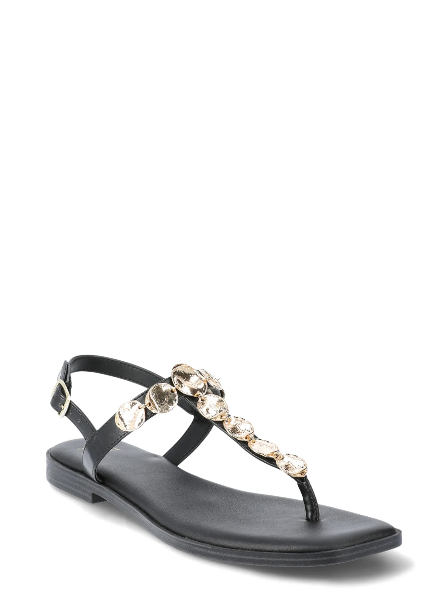 Time and Tru Women's Coin Embellished Thong Sandals | Walmart (US)