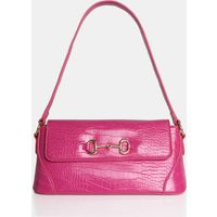 The Issy Pink Croc Pu Buckle Shoulder Bag | Public Desire (US & CA)