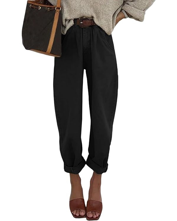 Astylish Womens High Waisted Baggy Jeans Boyfriend Cropped Loose Denim Pants | Amazon (US)