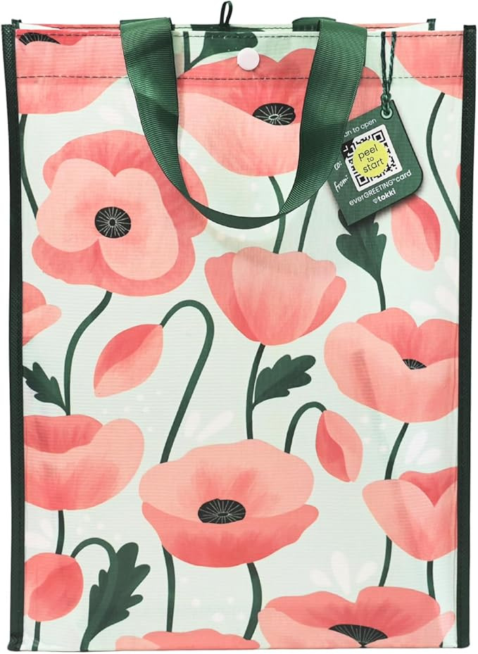 Reusable Gift Bag with Built-In QR Greeting Card | Large Poppy Fields Gift Bag with Handles | Per... | Amazon (US)