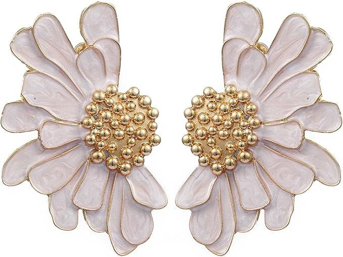 Aksod Vintage Flower Stud Earrings Exaggerated Oversized Daisy Flower Earrings Statement Jewelry ... | Amazon (US)