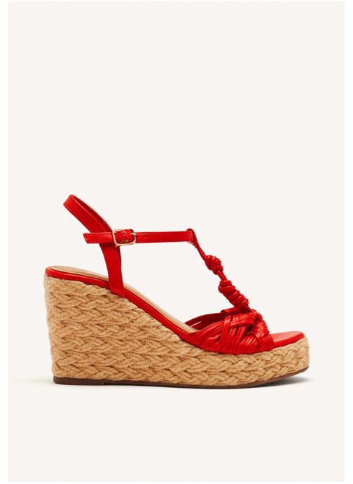Dressing - Sandales Compensées Cuir Et Jute Castine - Rouge - Rouge | Sarenza FR