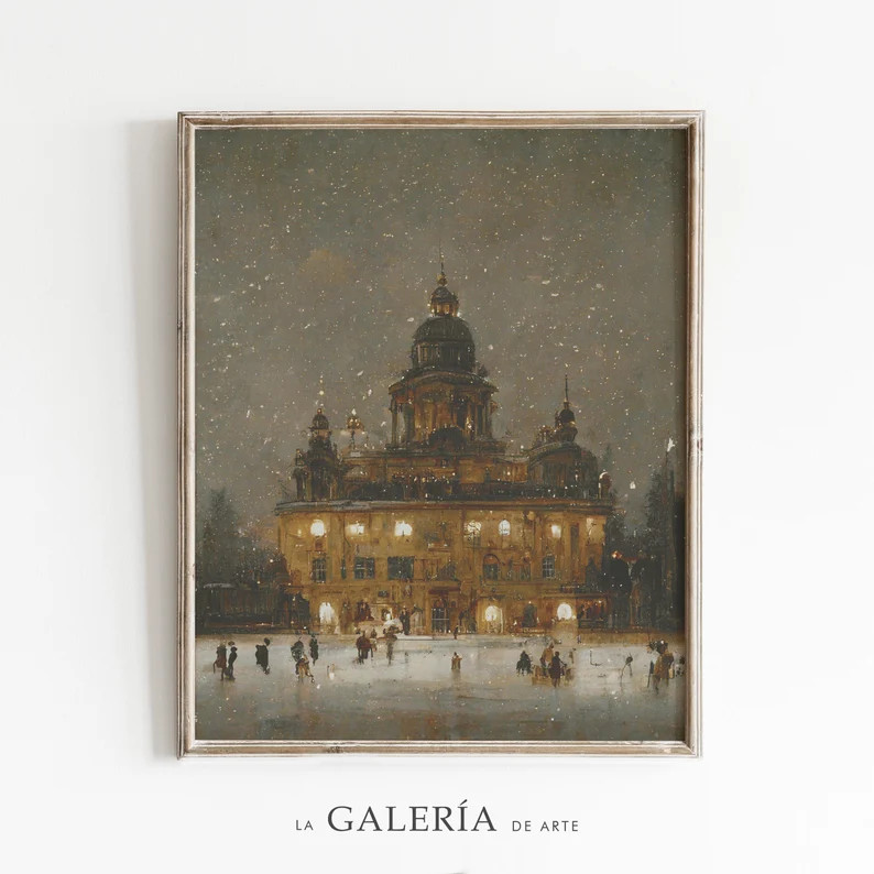 Ice Skating Print | Vintage Christmas | Winter Wall Art - Etsy | Etsy (US)