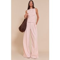 Pale Pink Tailored Woven Wide Leg Pants | PrettyLittleThing US