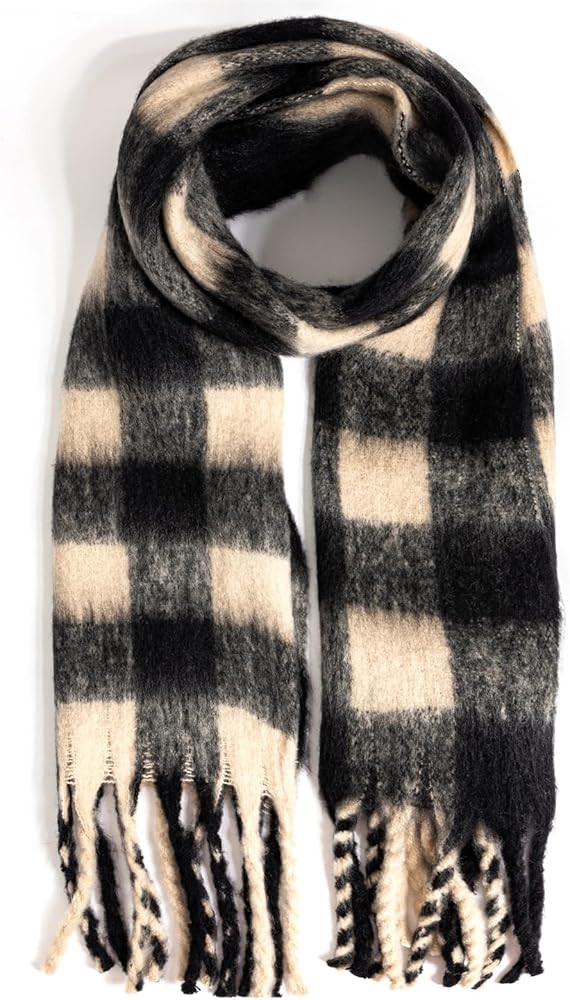 Women's Scarf Cashmere Big Colorful Plaid Thick Wrap Winter Oversized Warm Blanket Chunky Scarf | Amazon (US)