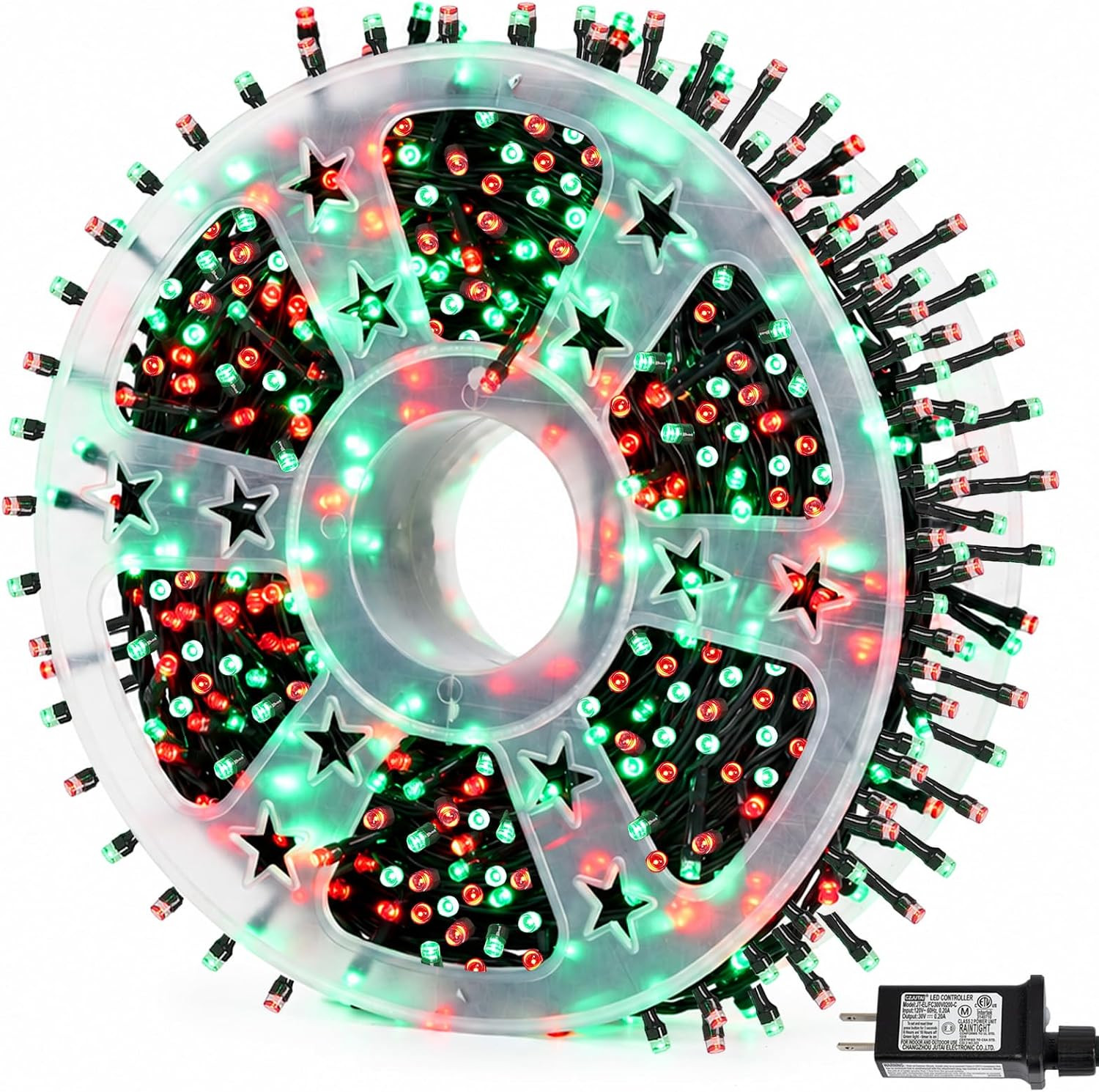 YEGUO 165ft 500 LED String Lights Outdoor Waterproof, Red and Green Christmas Lights Plug in, Green Wire Twinkle Tree Lights Indoor with Timer Memory 8 Modes | Amazon (US)
