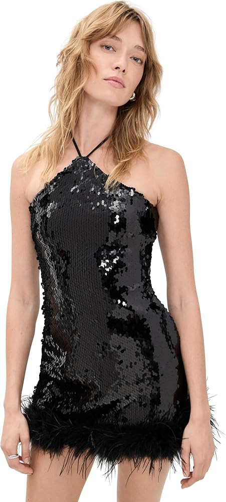 Women's Nicola Faux Fur Hem Mini Dress | Amazon (US)