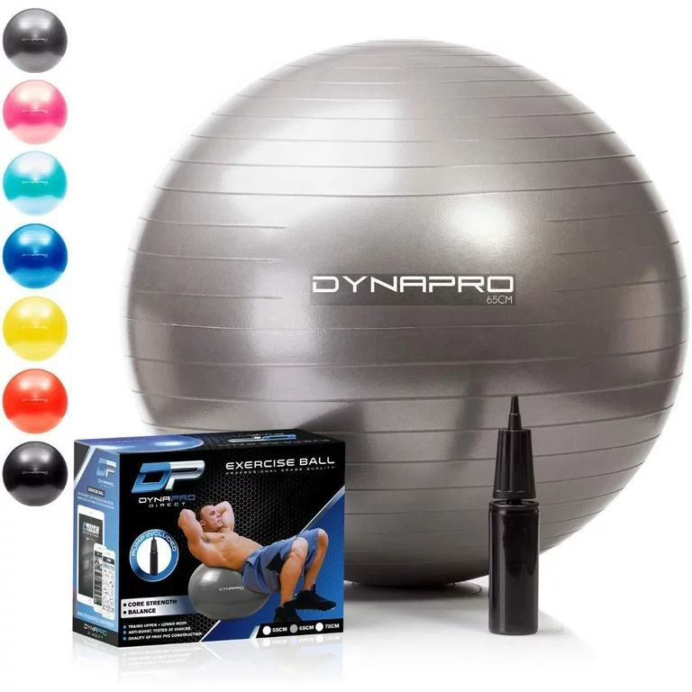 Exercise Ball with Pump- Gym Quality, Anti-Burst, Anti-Slip (Silver, 55 centimeters) Fitness Ball... | Walmart (US)