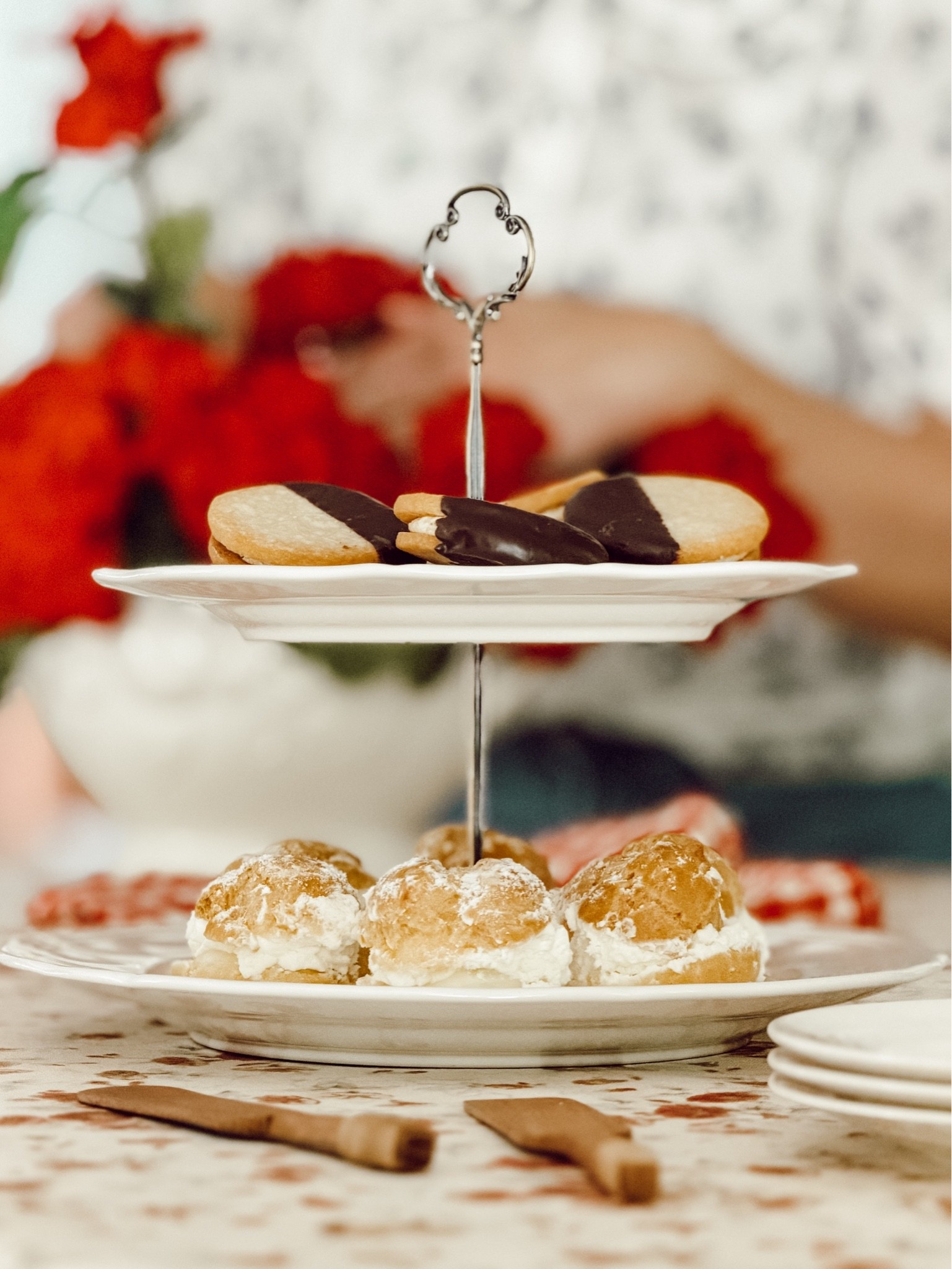 The materials you’ll need go make your tiered tray with ceramic plates.

#LTKHome