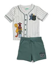 Toddler Boys 2pc Striped Baseball Shirt And Shorts Set | TJ Maxx