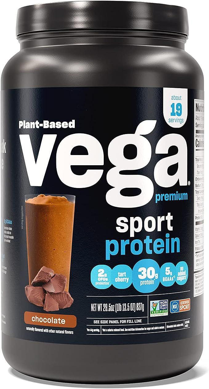 Vega Sport Premium Vegan Protein Powder, Chocolate - 30g Plant Based Protein, 5g BCAAs, Low Carb,... | Amazon (US)