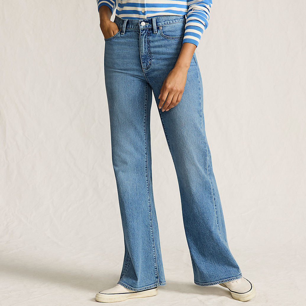Women's Soft Denim High Rise Classic Flare Jeans | Lands' End (US)