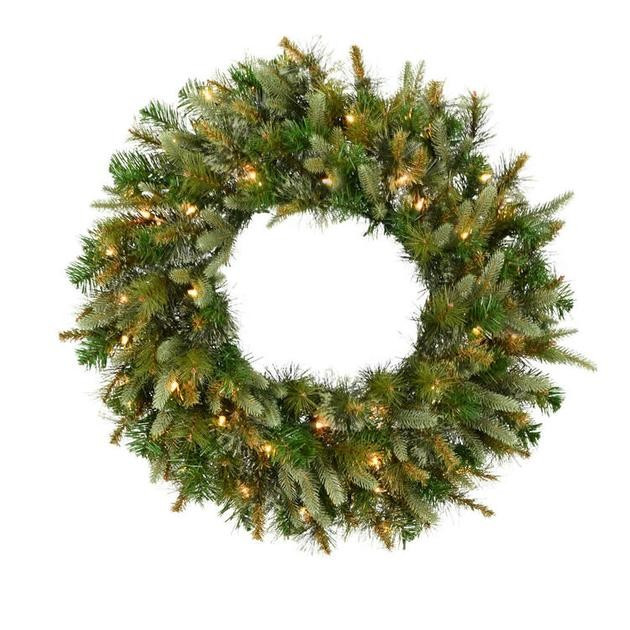 30" Cashmere Artificial Christmas Wreath with 50 Clear Lights | Riverbend Home