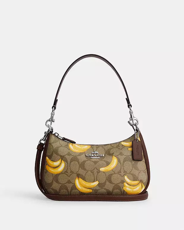Teri Shoulder Bag In Signature Canvas With Banana Print | Coach Outlet US