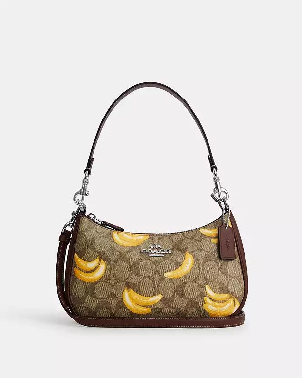 Teri Shoulder Bag In Signature Canvas With Banana Print | Coach Outlet