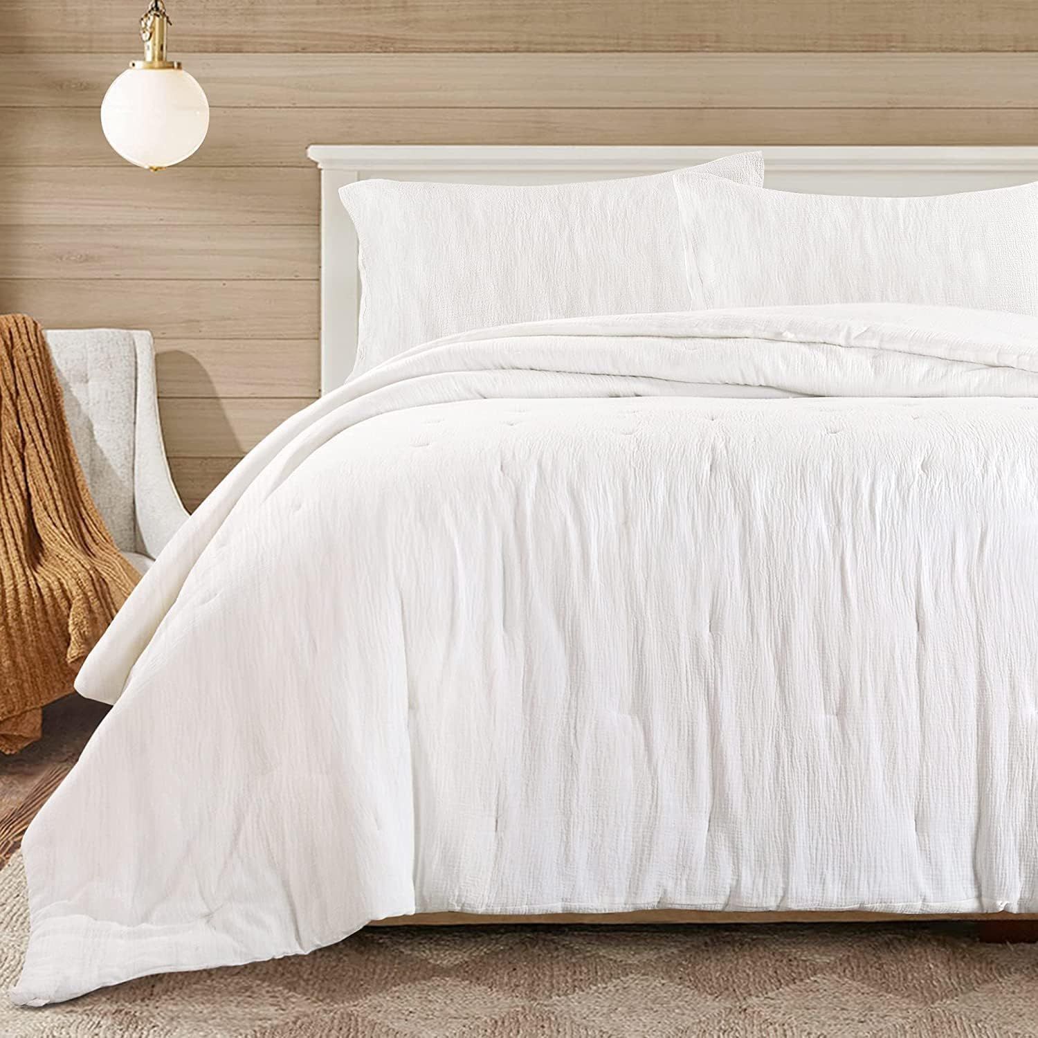 HOMBYS Soft Muslin Comforter Lightweight Oversized Queen Comforter 110x110, 100% Cotton Breathabl... | Amazon (US)