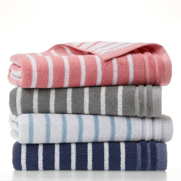 Gap Home Easy Stripe Organic Cotton 6 Piece Bath Towel Set Coral/White | Walmart (US)