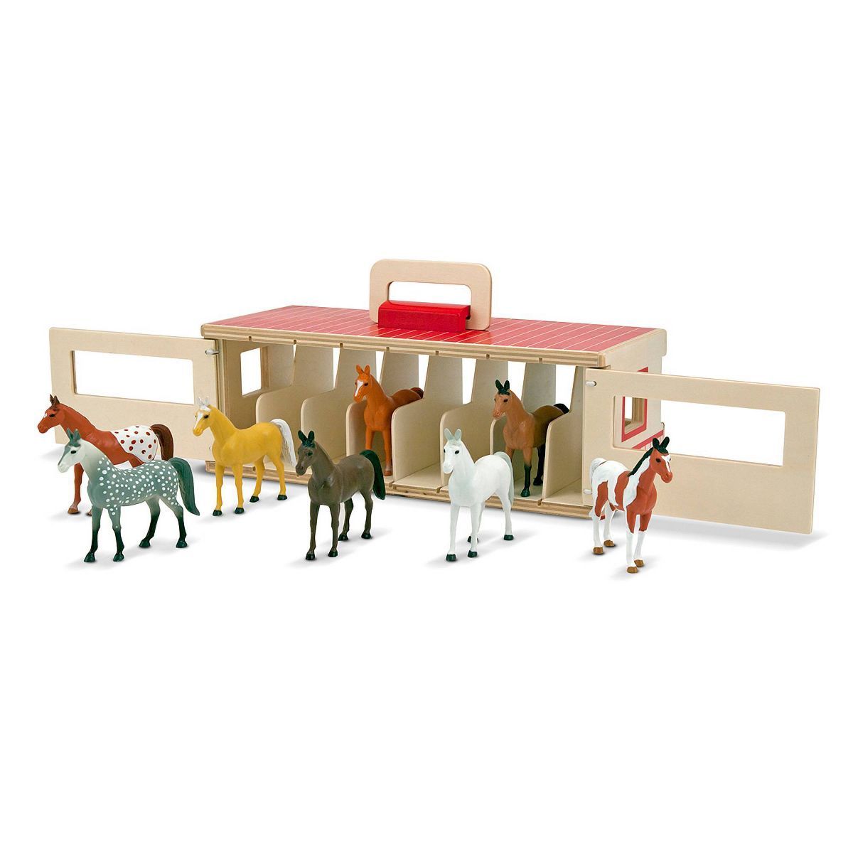 Melissa & Doug Take-Along Show-Horse Stable Play Set With Wooden Stable Box and 8 Toy Horses | Target