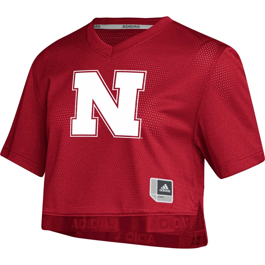 Nebraska Huskers adidas Women's Primegreen V-Neck Cropped Jersey - Scarlet | Lids