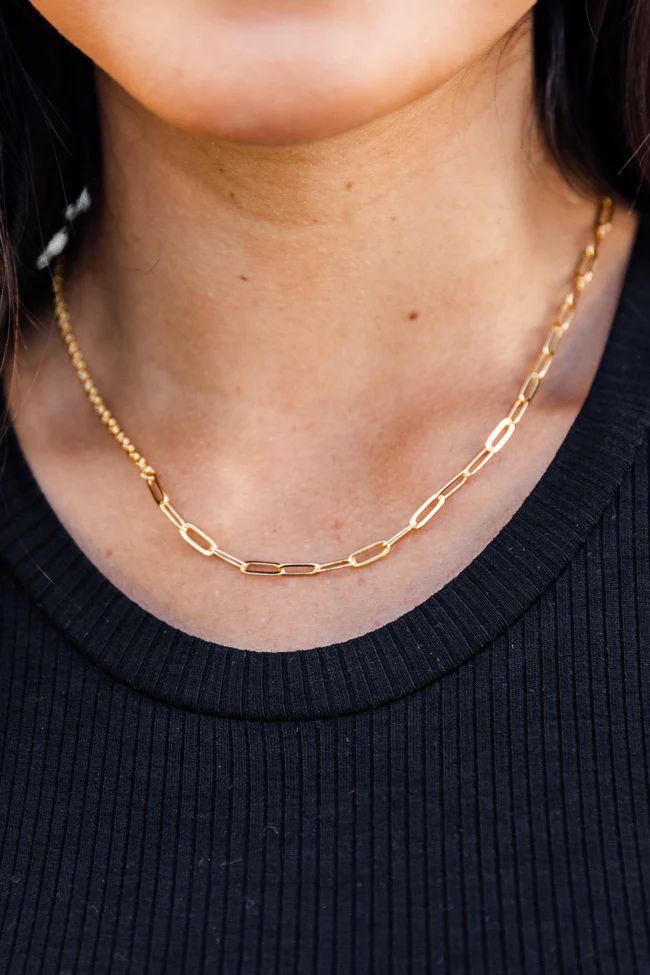 In It Together Gold Paperclip Chain Necklace | Pink Lily