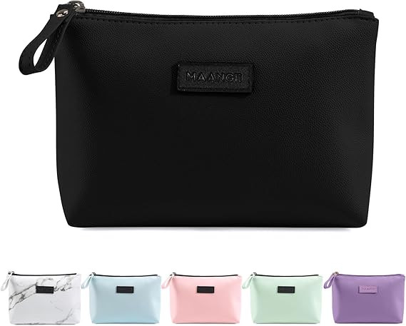 Cosmetic Bags for Women Small Makeup Bag for Purse Pu Leather Makeup Pouch Travel Makeup Bag with... | Amazon (US)