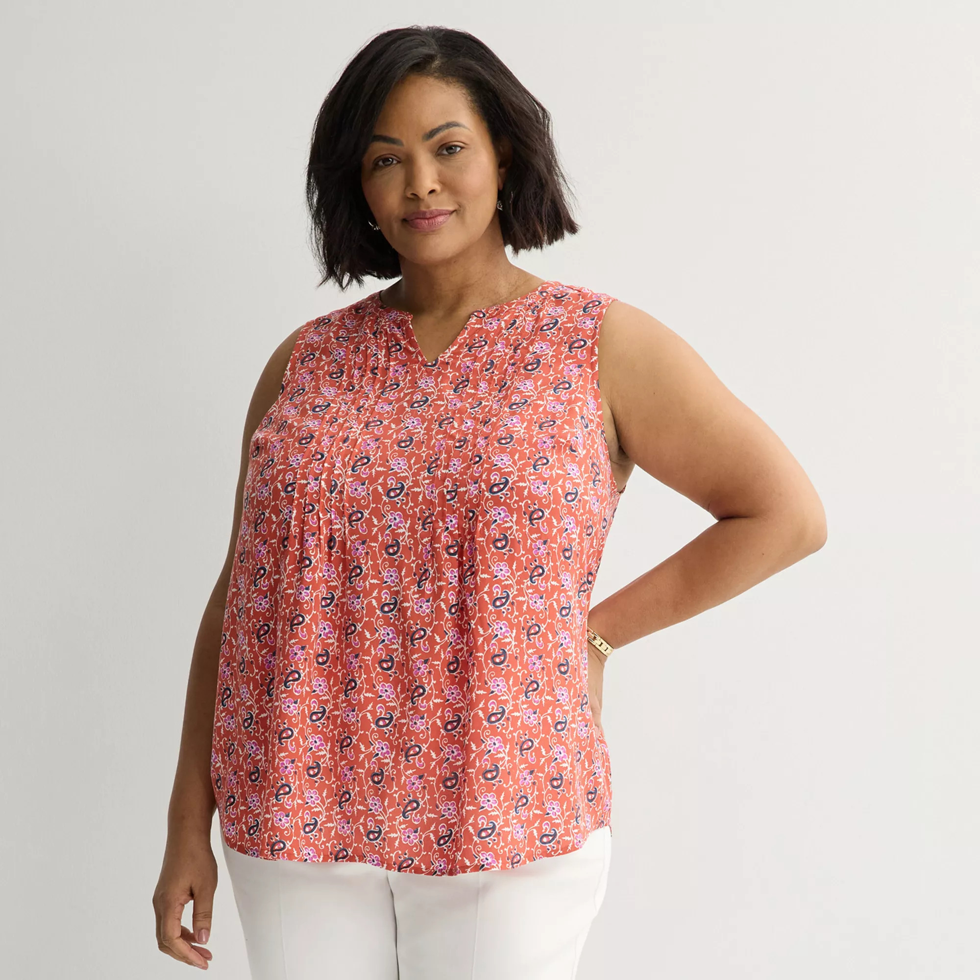 Plus Size Croft & Barrow® Pintuck Sleeveless Shell Top | Kohl's