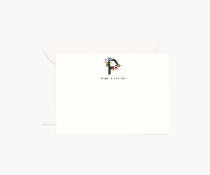 Floral Initial Personalized Flat Notes | Rifle Paper Co. | Rifle Paper Co.