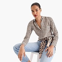 Silk button-up shirt in leopard print | J. Crew US