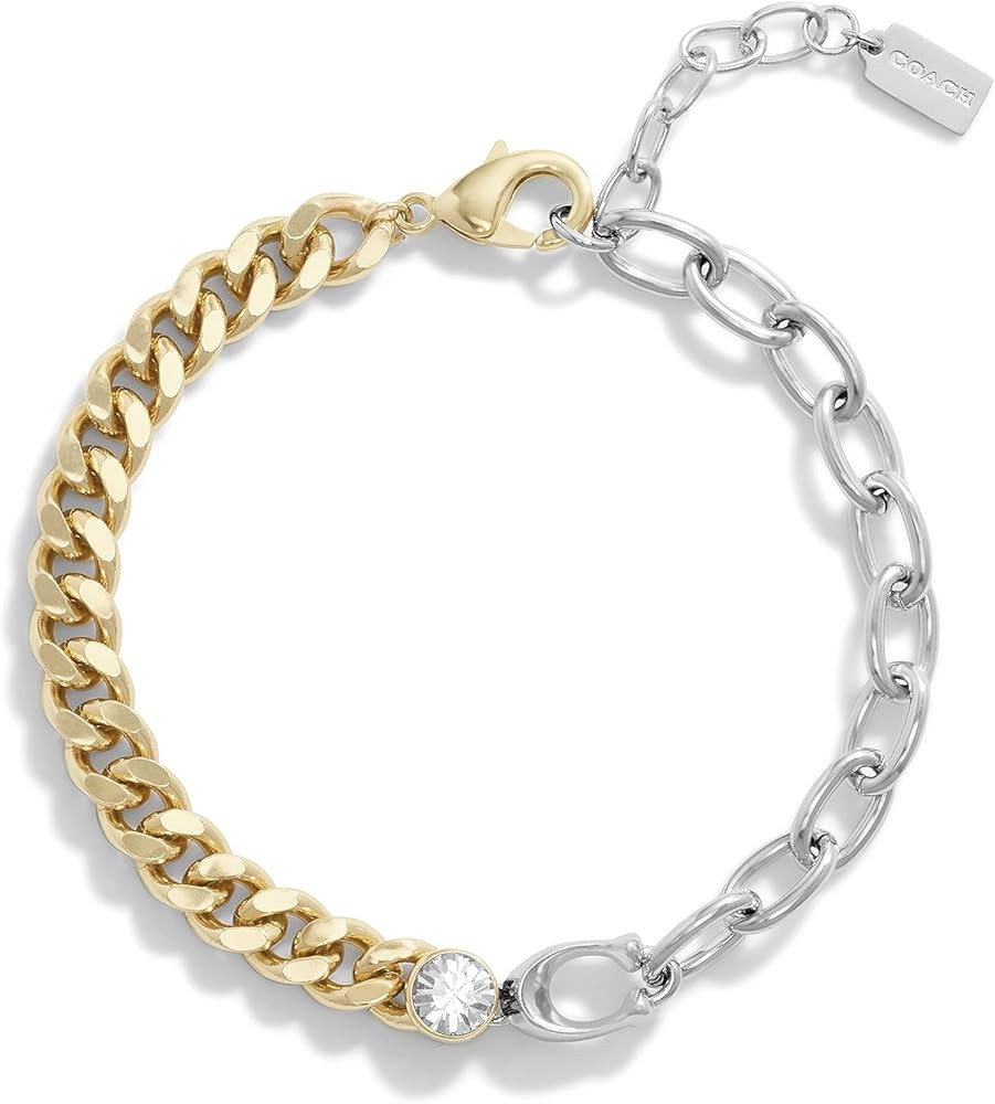 Coach Womens Signature Mixed Chain Bracelet, Two-Tone, One Size | Amazon (US)