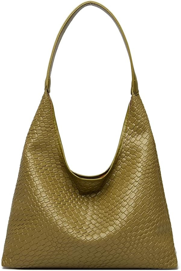 SAJOSE Woven Leather Hobo Handbag For Women Purse Shoulder Bag Lady Top-handle Tote | Amazon (US)