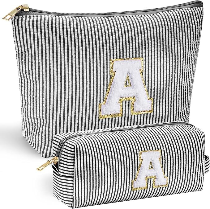 YOOLIFE Initial Makeup Bag - Personalized Monogrammed Travel Toiletry Bag, Perfect for Teens, Wed... | Amazon (US)