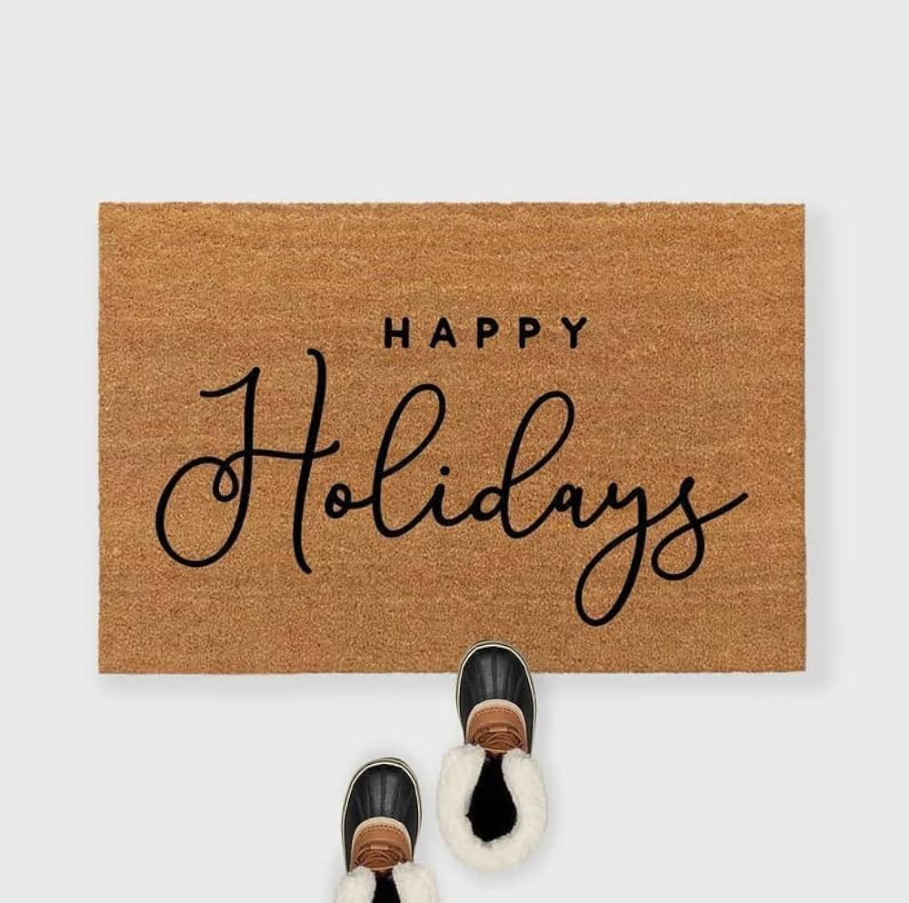 Happy Holidays Doormat Funny Christmas Doormat Rustic Holiday Decor-Christmas Doormat Bathroommat... | Amazon (US)
