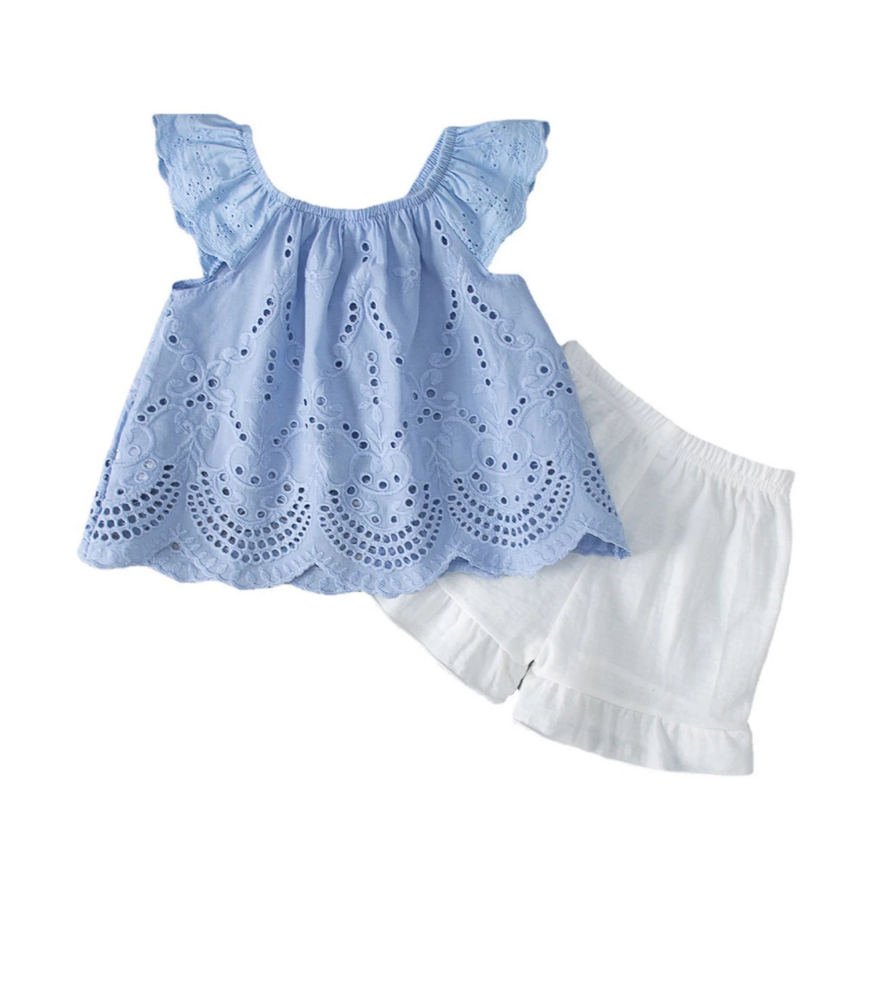 TAIAOJING Outfits For Girls Toddler Ruched Solid Tops Shorts Set 