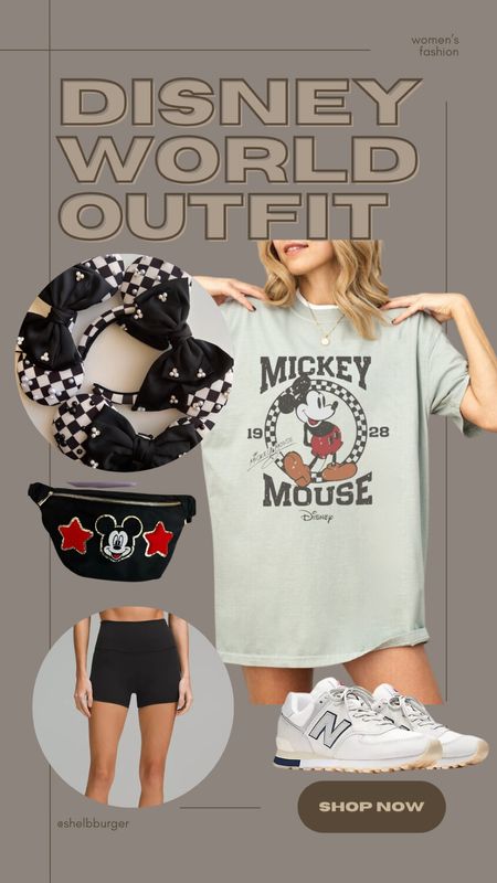 Women’s Mickey Mouse outfit for Disney World

Oversized Mickey Mouse checkered graphic tee shirt
Checkered eats long bow
Mickey Mouse and stars Fanny pack 
Lululemon align shorts
New Arrival New Balance sneakers 

#LTKStyleTip #LTKShoeCrush #LTKTravel