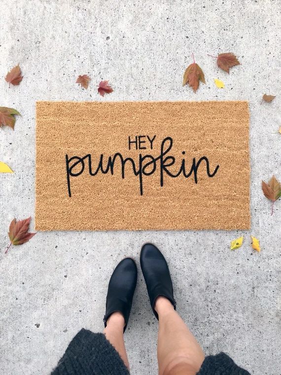 hey pumpkin doormat | fall decor | custom welcome mat | gift for her | outdoor coir mat | housewarmi | Etsy (CAD)