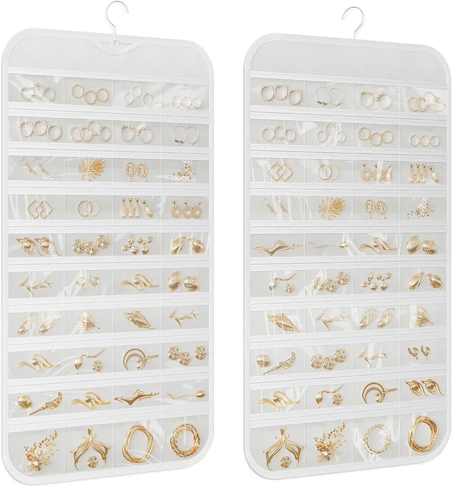 1-Pack Hanging Jewelry Organizer 80-Pocket Dual-sided Jewelry Storage for Earring Necklace Bracel... | Amazon (US)