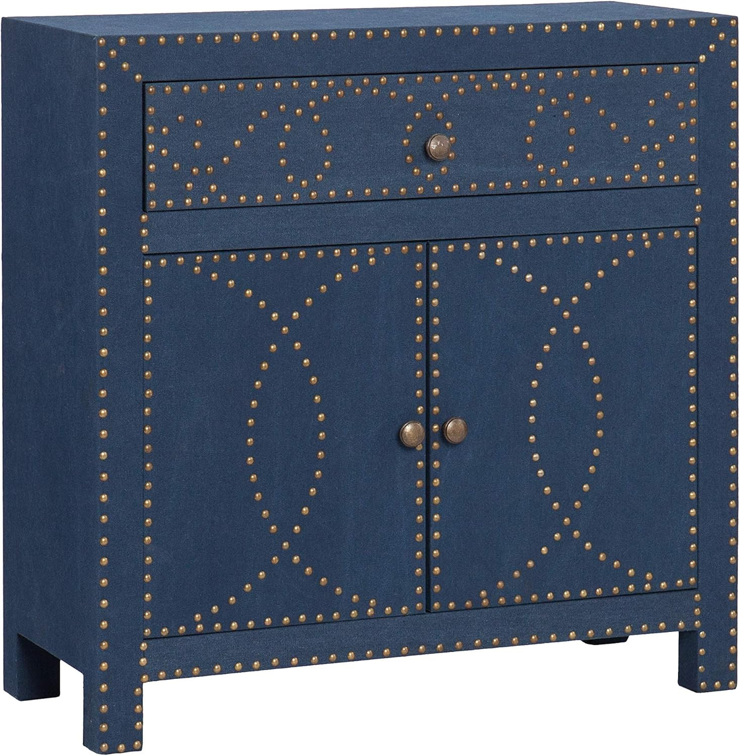 Florian Double Door Navy Cabinet - Ornate Design - 2 Door Cabinet w/ Removable Shelf | Amazon (US)