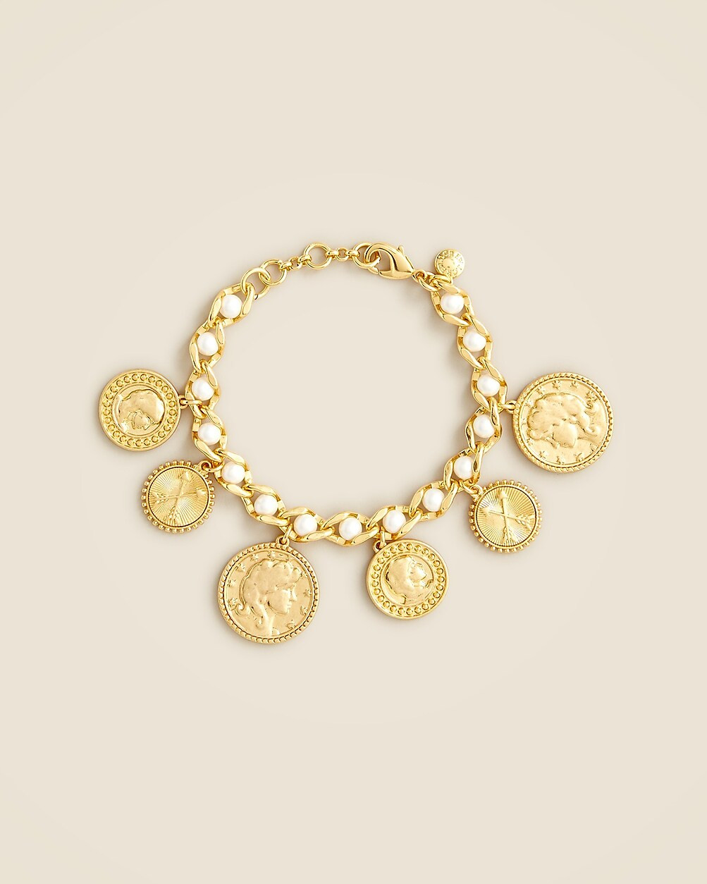 Coin and pearl chain bracelet | J. Crew US