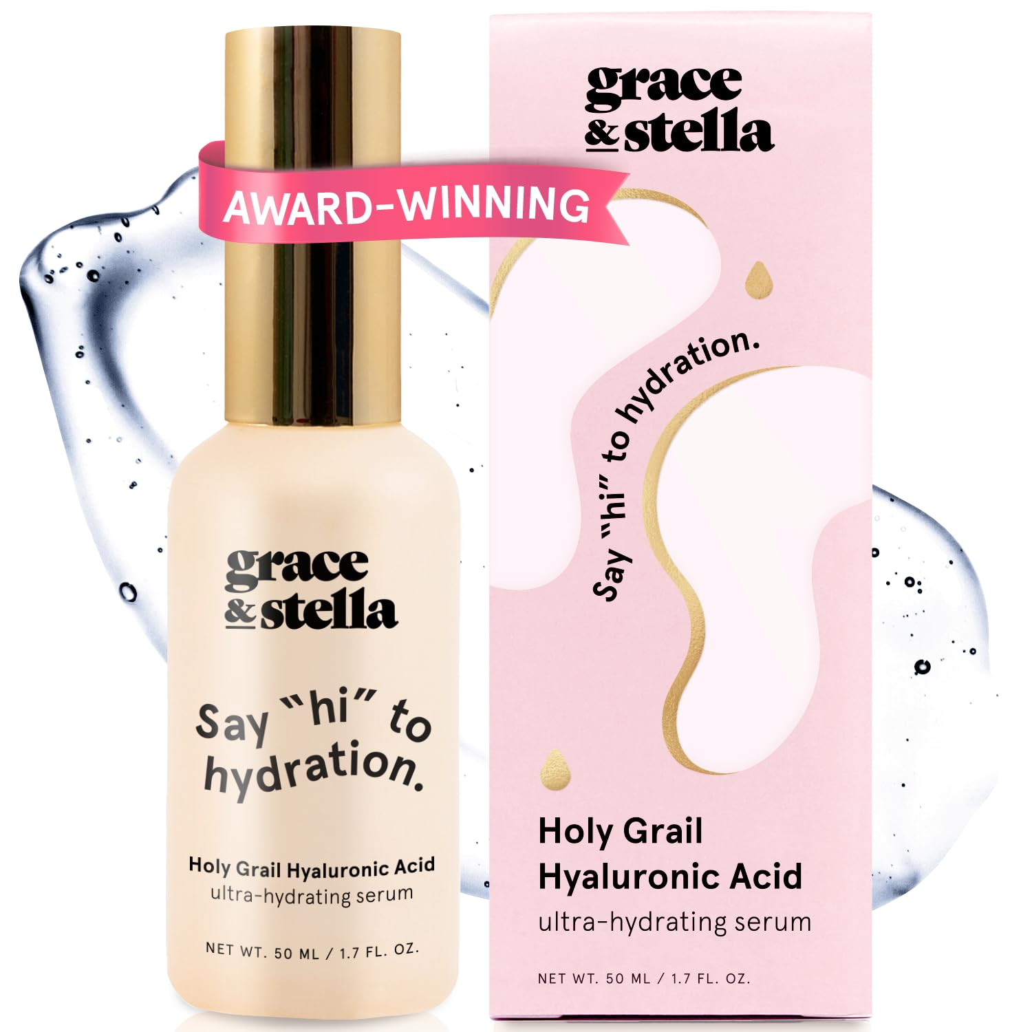 Grace & Stella Hyaluronic Acid Serum for Face - 50ml, Anti-Aging Serum with Hydrating and Brightening Properties, Vegan and Paraben-Free | Amazon (US)