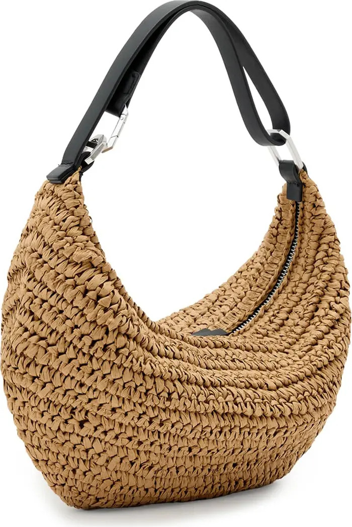 AllSaints Micro Luna Raffia Shoulder Bag | Nordstrom | Nordstrom