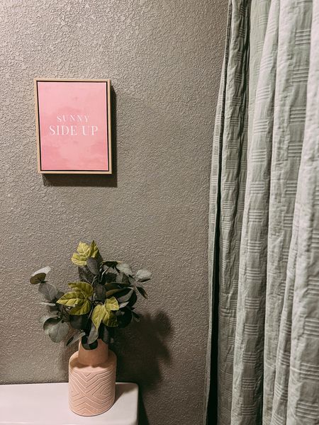 Rework your bathroom 
Sage shower curtain 
Bathroom remodel 
shower curtain 
Sage and pink 

#LTKhome #LTKsalealert
