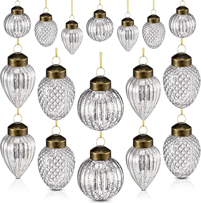 Deekin 24 Mini Glass Christmas Ornaments Set Fall Christmas Ornaments Assorted Mini Hanging Glass... | Amazon (US)
