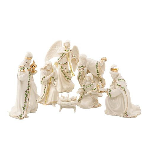 Lenox Figurine, 7-Piece Mini Nativity Set, Made Of Porcelain with 24K Gold Accent, Christmas Decoration, Christmas Decor Indoor, Winter Decor for Home, Table Decoration (Ivory, 7 Piece, 4-Inch Height) | Amazon (US)