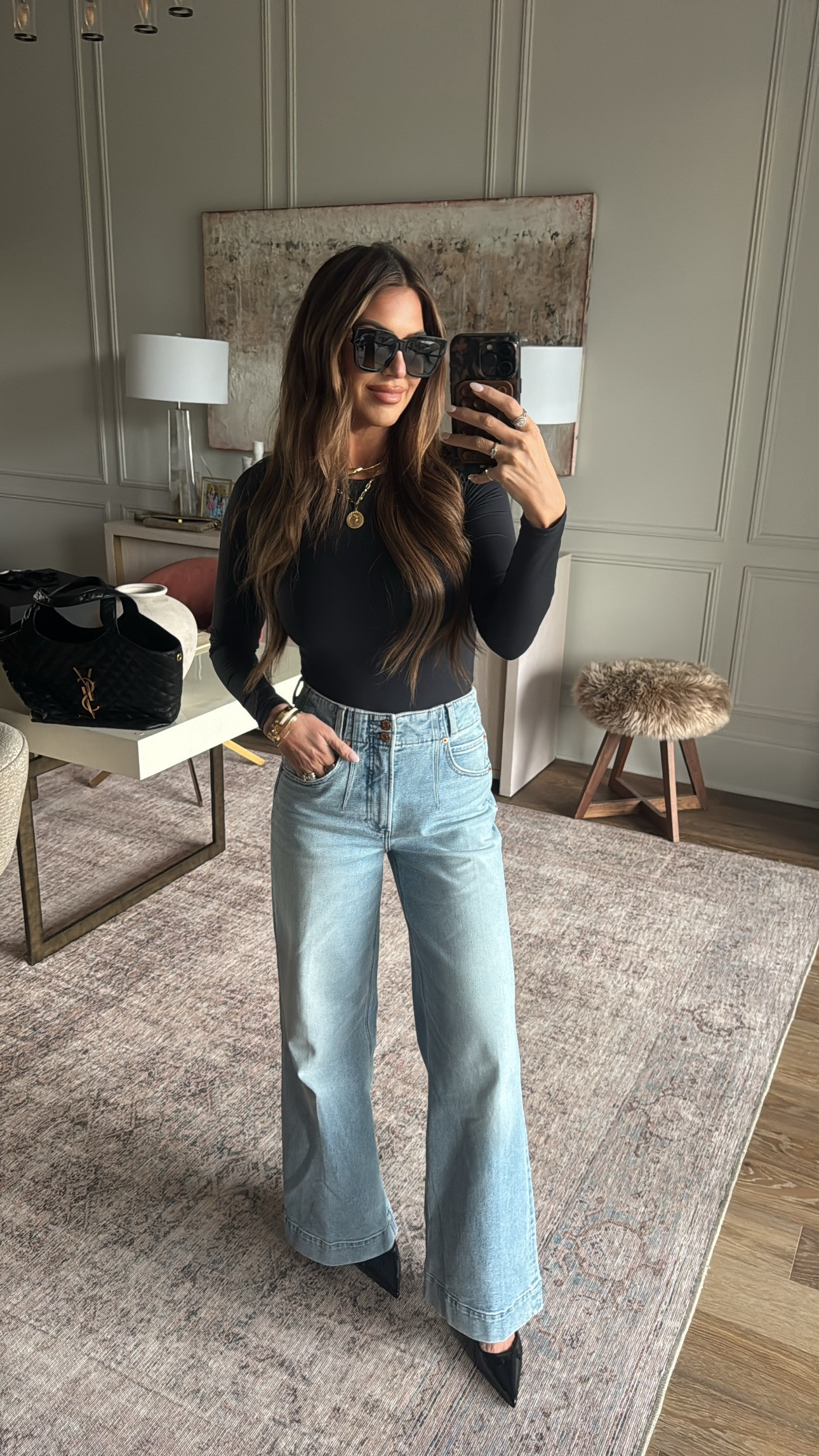 wearing a small top and 27 jeans 🖤 

 #LTKootd #LTKFindsUnder50