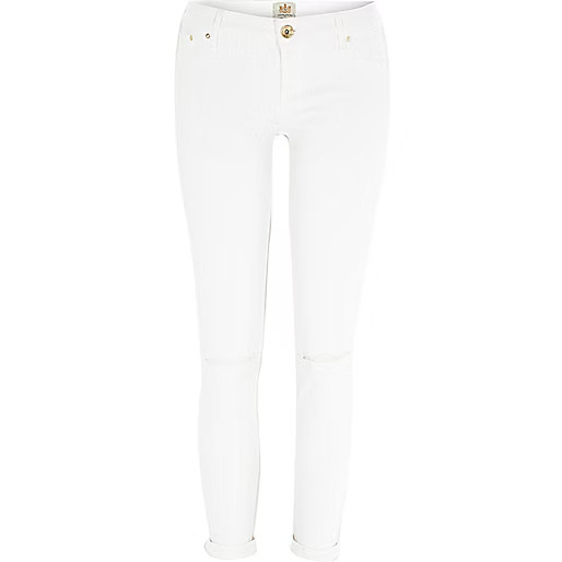 White knee slash Cara superskinny jeans | River Island (UK & IE)