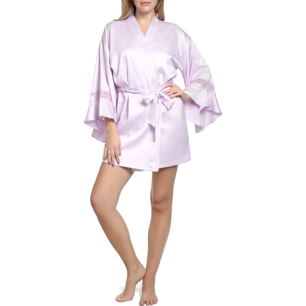 In Bloom by Jonquil Lace Trim Satin Robe in Lavender at Nordstrom Rack, Size X-Large | Nordstrom Rack