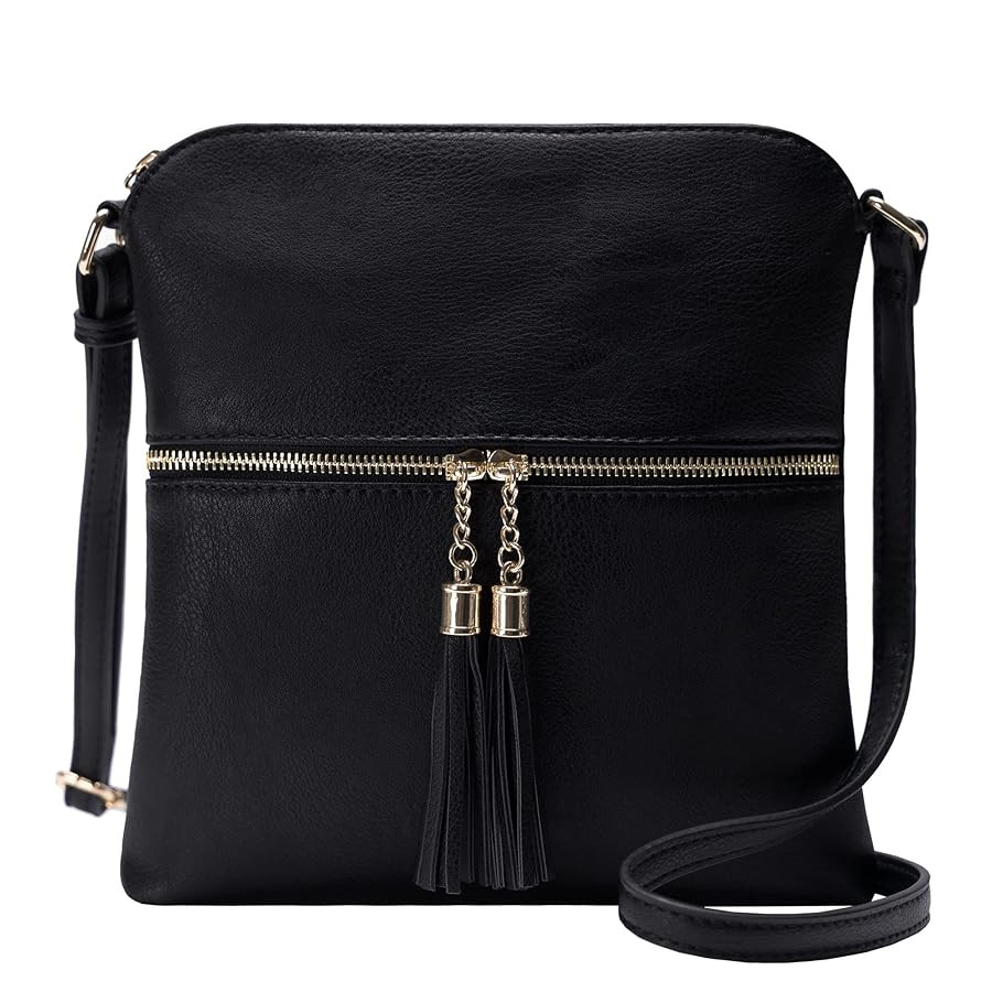 Solene Womens Lightweight Medium Crossbody Purse with Tassel, Perfect Size Crossbody Bags for Dai... | Amazon (US)