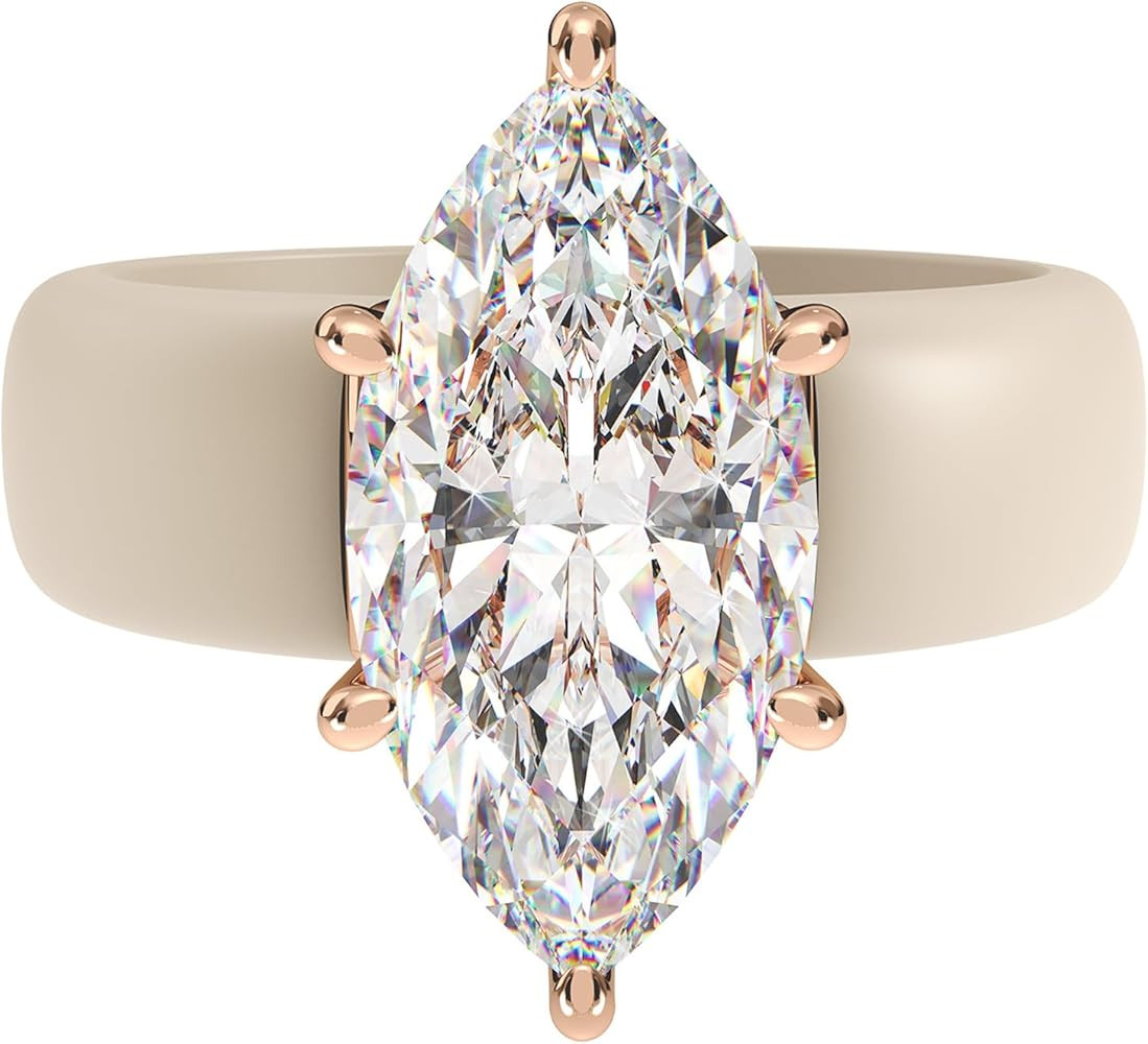 Rinfit Silicone Ring with Stone - Marquise Cut Cubic Zirconia Solitaire Engagement Ring for Women... | Amazon (US)