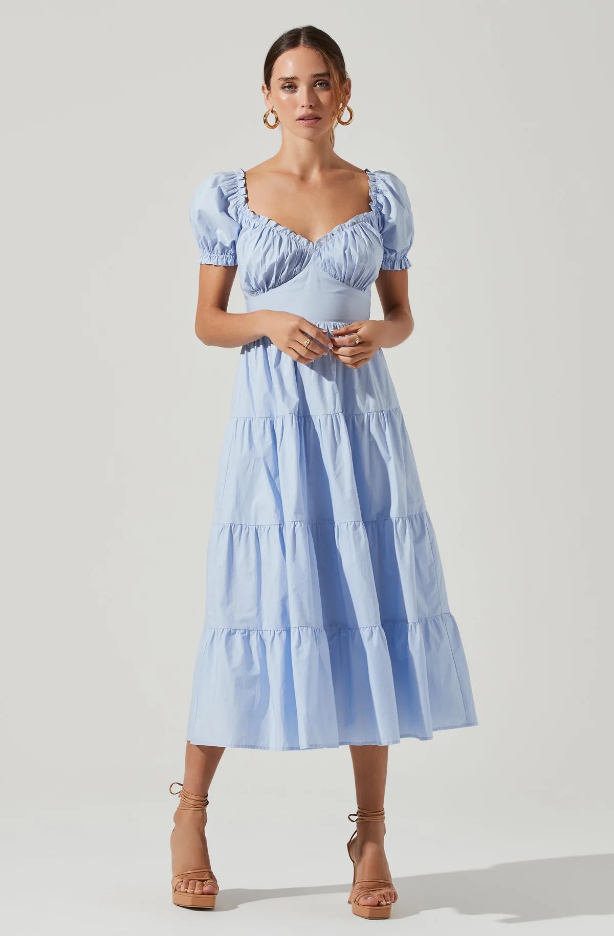 Short Sleeve Cinched Bust Midi Dress | ASTR The Label (US)